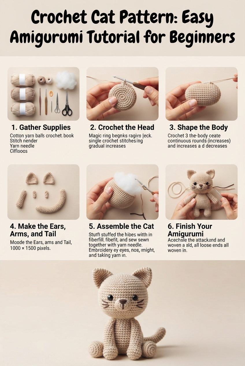 Crochet Cat Pattern: Easy Amigurumi Tutorial for Beginners - happy ...